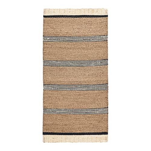 Tapis Beach fibre végétale noir beige / 90 x 200 cm - Jonc de mer - House Doctor - Naturel / Noir - Jonc de mer