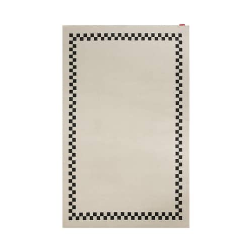 Tapis d\'extérieur Carpretty Grand / 300 x 200 cm - Fatboy - Check Border / Crème & anthracite - Polypropylène tissé