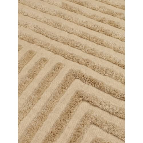 Tappeto Crease Wool Large tessuto beige / 250 x 160 cm - Lana tessuta e trapuntata a mano - Ferm Living - 250 x 160 cm / Sabbia - Lana