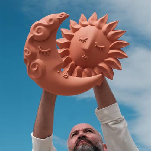 Magna Graecia - Luna Wall decoration ceramic blue - Seletti - Cobalt blue - Terracotta