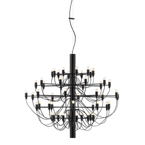 Pendelleuchte 2097 metall schwarz / INKLUSIVE 50 mattierte Leuchtmittel - Ø 100 cm - Flos - Schwarz - Eisen