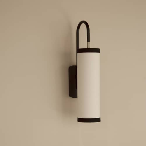 Applique Tokyo tissu blanc noir / Coton - H 42 cm - Maison Sarah Lavoine - Coton blanc / Noir - Acier thermolaqué, Coton