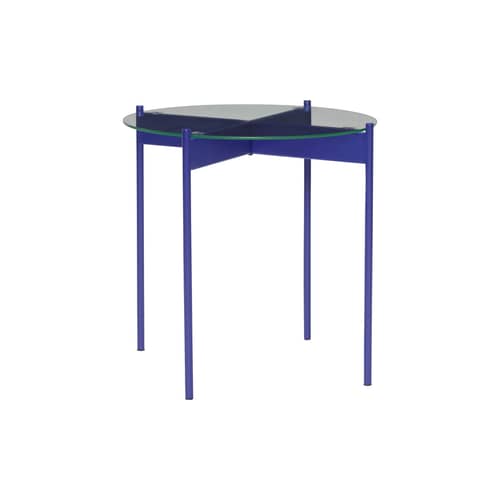 Beistelltisch Beam glas blau / Ø 45 x H 42 cm - HÜBSCH - Blau - Eisen, Glas
