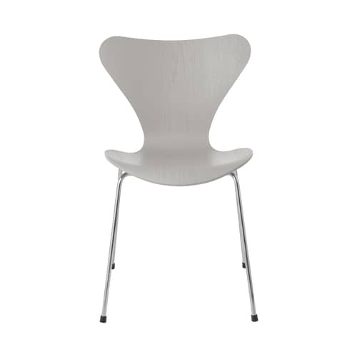Chaise empilable Série 7 / Frêne teinté - Fritz Hansen - Gris Nine / Pieds chromés - Acier chromé, Frêne teinté