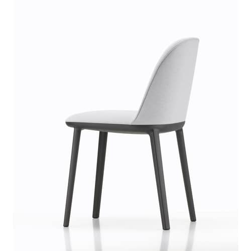 Chaise rembourrée Softshell Side Chair tissu gris / 4 pieds - Vitra - Gris Galet (tissu Dumet) - Mousse polyuréthane, Polyamide renforcé de fibre de verre, Tissu