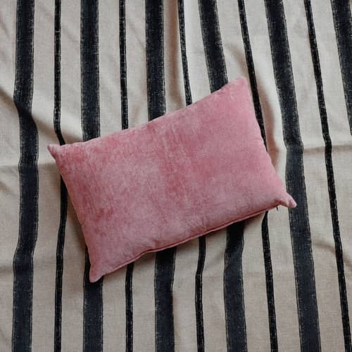 Cuscino Velvet tessuto rosa / 60 x 40 cm - HK LIVING - Rosa - Cotone, Poliestere, Velluto