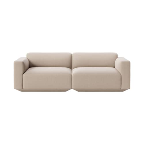 Canapé droit Develius A / 3 places - L 220 cm - &tradition - Beige (tissu Hallingdal 220) - Bois, Mousse HR, Tissu