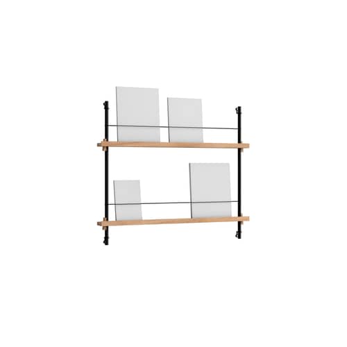 Étagère Magazine Shelving – MS.65.1 bois naturel / Pour livres et magazines - L 85 x H 73 cm - MOEBE - Chêne naturel / Noir - Acier, MDF placage chêne