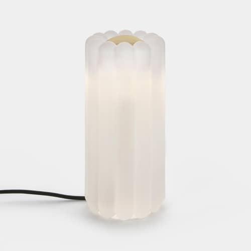 Lampada da tavolo Press LED vetro bianco / H 23,5 cm - Tom Dixon - Gelato - Acciaio, Vetro pressato