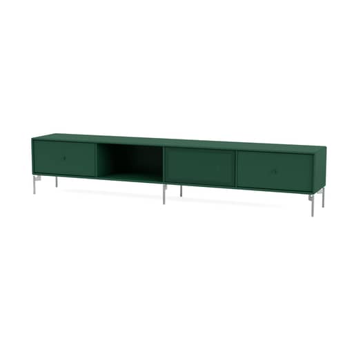Meuble TV Octave VII bois vert / Avec pieds - L 183,6 x P 30 x H 36,6 cm - MONTANA - Pine 136 - Acier, Acier perforé, MDF laqué