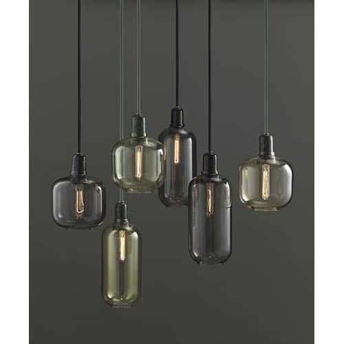 Amp Small Pendant glass stone grey black Ø 14 x H 17 cm - Normann Copenhagen - Smoked / Black marble - Glass, Marble