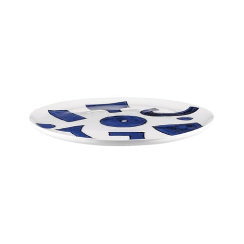 Itsumo - Yunoki Plate ceramic blue / Ø 27 cm - Set of 4 - Alessi - White & Blue - China