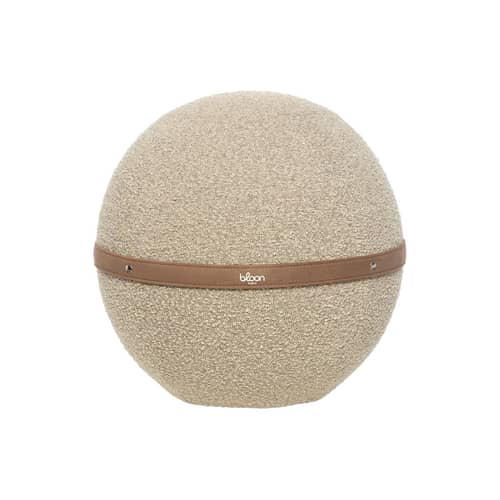 Pouf Bouclette Regular beige / Ergonomique - Ø 55 cm / Laine bouclette - BLOON PARIS - Sable - Laine bouclée, PVC