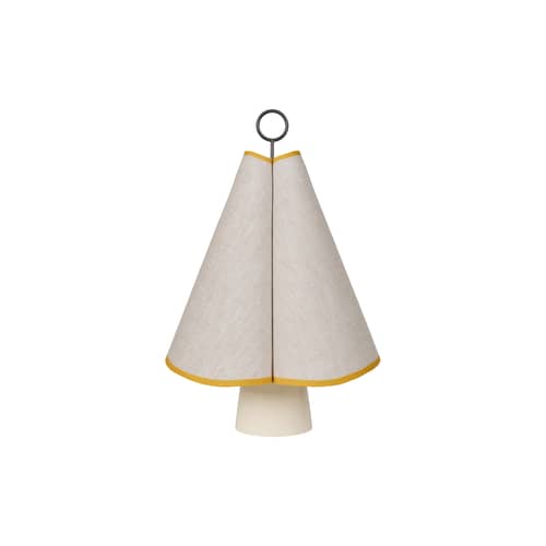 Schnurlosleuchte Hornbæk LED textil beige - Gubi - Beige / Poppy-Gelb - Keramik, Leinen, Messing