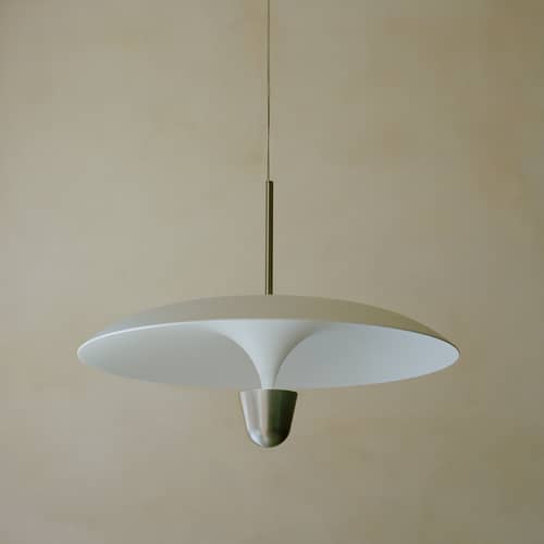 Sospensione Kantarell LED metallo bianco / Ø 55 cm - NEW WORKS - Bianco e Nichel - Acciaio, Alluminio