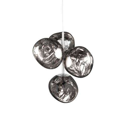 Suspension Melt Chandelier Mini plastique argent / LED / Ø 54 x H 63 cm / Polycarbonate métallisé (change de couleur) - Tom Dixon - Argent - Acier, Polycarbonate soufflé