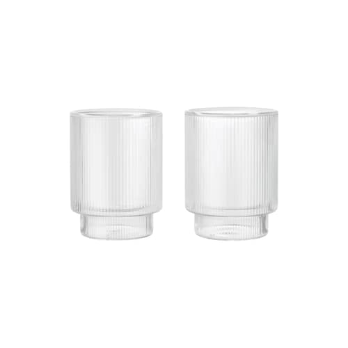 Set de 2 verres isothermes Ripple / Double paroi - 22 cl - Ferm Living - Transparent - Verre soufflé bouche