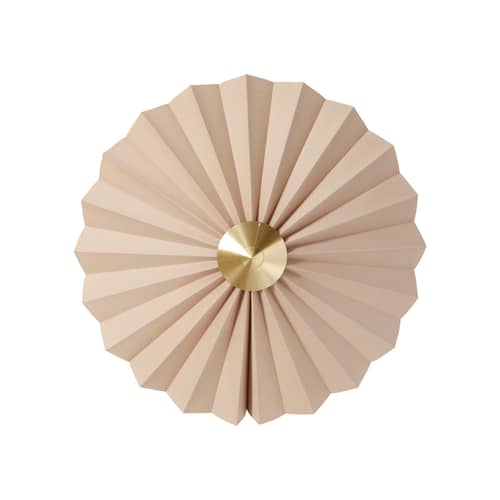 Applique avec prise Pliss tissu beige / Ø 48 cm / Seconde vie - HÜBSCH - Sable & laiton - Coton plissé, Fer