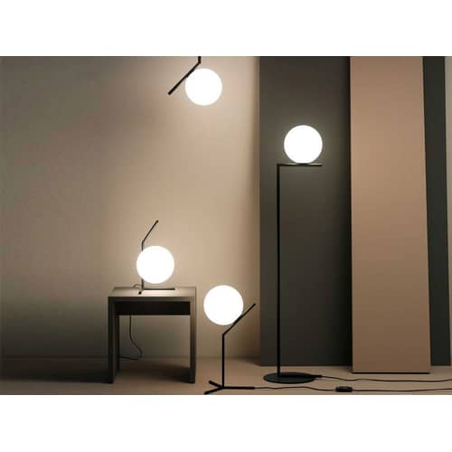 Applique IC W2 métal verre blanc noir / Ø 30 cm - Michael Anastassiades, 2014 - Flos - Noir - Acier verni, Verre soufflé