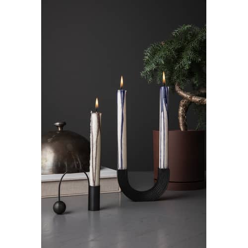Bougeoir Balance métal noir / Bougie longue - Ferm Living - Noir - Laiton bruni