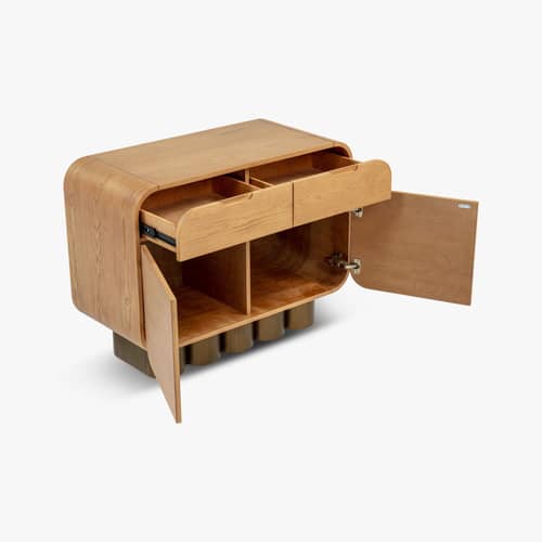 Buffet Leylia legno naturale / L 100 cm - NV GALLERY - / L 100 cm - Bois composite, Impiallacciatura in frassino