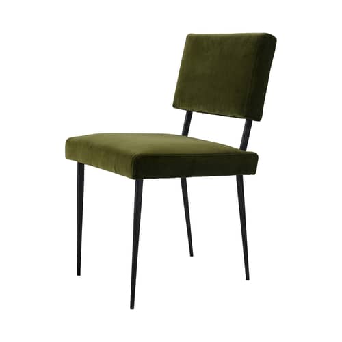 Chaise rembourrée M-Chair tissu vert / Réédition Marcel Gascoin - Gubi - Vert (velours Asator 0974) - Acier, Mousse, Velours