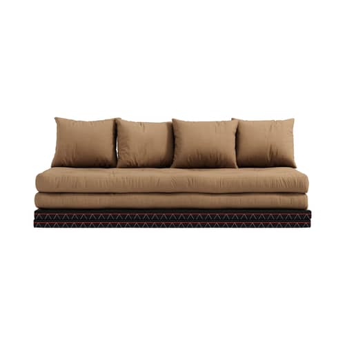 Divano convertibile Chico tessuto marrone / Modulare - L 200 cm - KARUP - Moka 755 - Cotone, Fibre riciclate miste, Giunco intrecciato