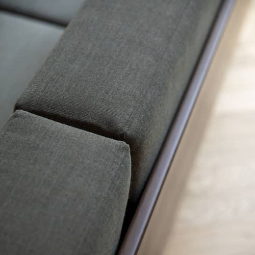 Sofa Cut textil grün / 3-Sitzer - L 230 cm - KANN DESIGN - Grün - HR-Schaum, Kvadrat-Gewebe, Nussbaum, Stahl