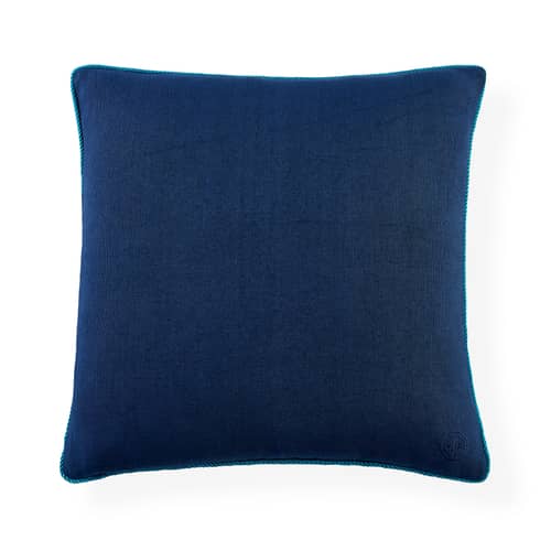 Kissen Pompidou Border textil blau / 55 x 55 cm - Jonathan Adler - Blau -  Duvet,  Plumes, Leinen