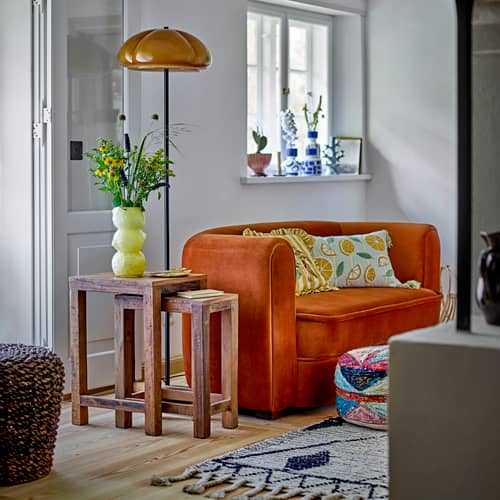 Lampada a stelo Kinoko vetro arancione - Bloomingville - Ambra - Ferro dipinto, Vetro