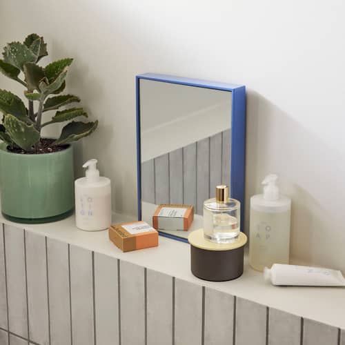 Miroir mural Shine Small métal bleu / 21 x 30 cm - HÜBSCH - 21 x 30 cm / Bleu - Fer, Verre