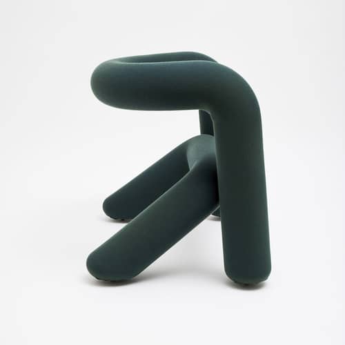 Poltrona imbottita Extra Bold tessuto verde / Tessuto Kvadrat - Moustache - Verde-blu (tessuto Kvadrat) - Acciaio, Espanso, Lana