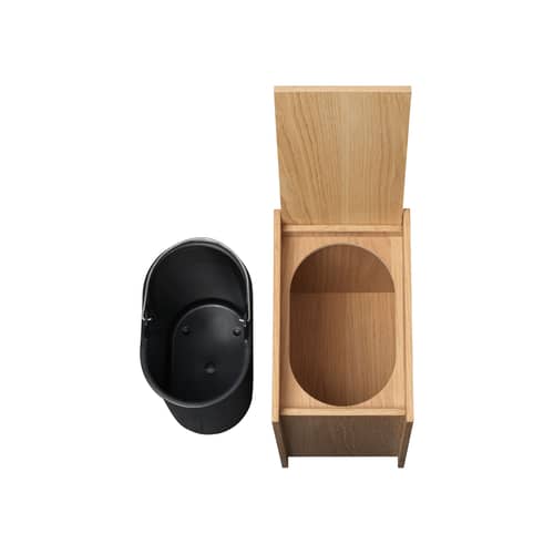 Poubelle Sama Small bois naturel / H 35 cm - Seau en plastique interne - Ferm Living - Chêne naturel - Placage chêne, Plastique recyclé
