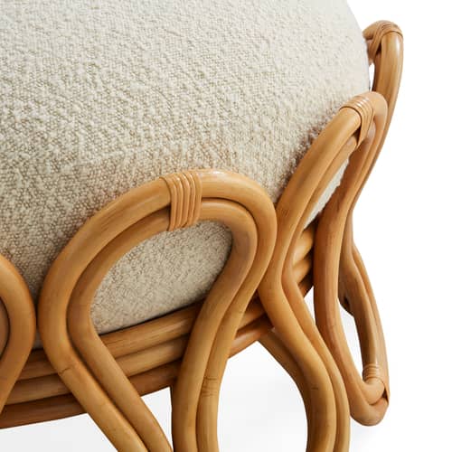 Sitzkissen Riviera faser beige / Ø 91,5 x H 42 cm - Jonathan Adler - Naturfarben (Schlingenpol Stoff) / Rattan - Rattan, Schaumstoff, Schlingenpol