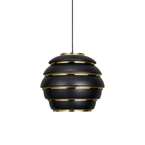 Sospensione Beehive A331 metallo nero / Alvar Aalto, 1953 - ARTEK - Nero / Ottone - Alluminio, Ottone