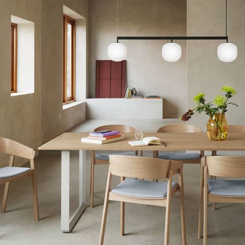 Suspension Rime Rail / L 110 cm - Muuto - Blanc - Aluminium thermolaqué, Verre soufflé bouche