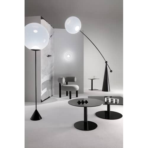 Table basse Flash verre noir / 80 x 80 x H 30 cm - Tom Dixon - Noir / Pied noir - Acier laqué, Verre