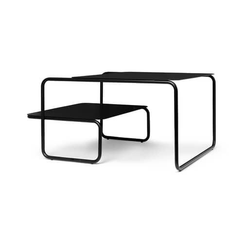 Table basse Level métal noir / 79 x 60 x H 40 cm - Ferm Living - Noir - Acier revêtement poudre