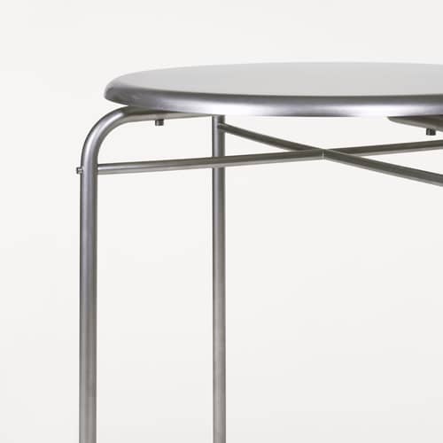 Table ronde Petit Rond OUTDOOR métal / Ø 65 cm - Frama  - Acier brossé - Acier inoxydable brossé