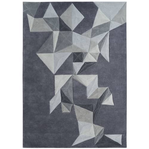 Tapis Pliages  gris by Daniel Hechter / 170 x 240 cm - Tufté main - Toulemonde Bochart - Gris - Laine