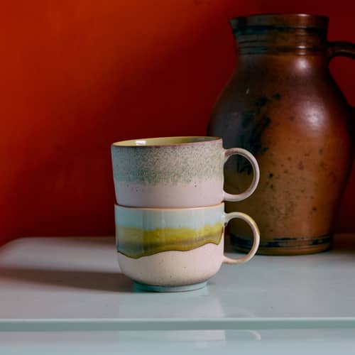 Tazza da tè 70s ceramics ceramica multicolore / Set di 2 - 42,5 cl - HK LIVING - Neo - Gres smaltato