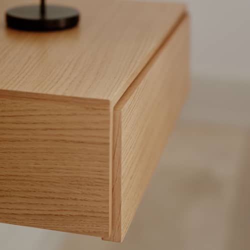 Wandmontierter Nachttisch Tana holz natur / Schublade - B 41,9 x T 32,2 cm - NEW WORKS - Eiche - Eichenfurnier