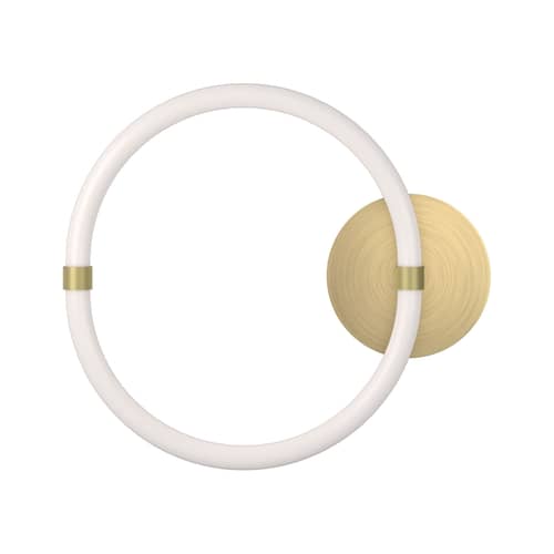 Applique Unseen LED - O plastique blanc / Ø 34 cm - Petite Friture - Blanc & laiton - Laiton, Polycarbonate