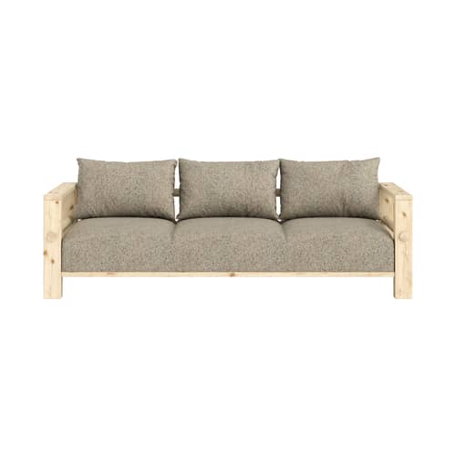 Schlafcouch Bare textil holz grau / Einzelbett - L 225 cm - KARUP - Warmer Sand (641) / Pinie, roh (100) - Kaltschaum, Kiefer, massiv, Polyesterfaser