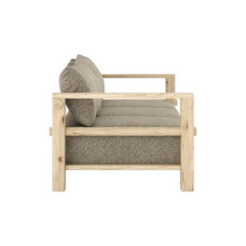 Schlafcouch Bare textil holz grau / Einzelbett - L 225 cm - KARUP - Warmer Sand (641) / Pinie, roh (100) - Kaltschaum, Kiefer, massiv, Polyesterfaser