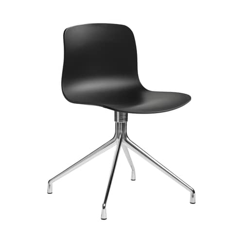Chaise pivotante About a chair plastique noir  / Seconde vie - Hay - Noir / Pied alu - Fonte d\'aluminium, Polypropylène