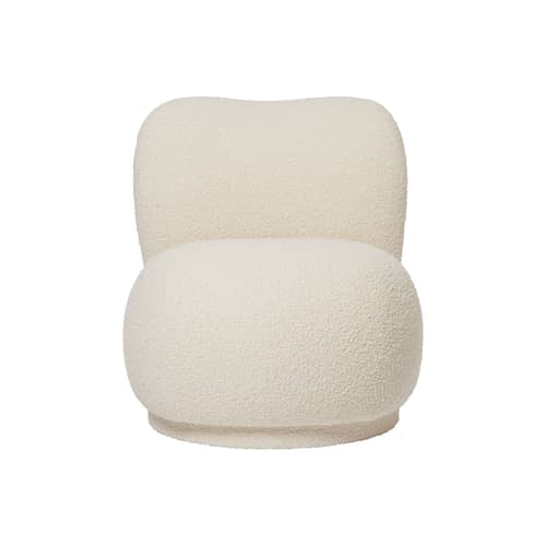 Chauffeuse Rico Piccolo / Tissu bouclé - Ferm Living - Blanc cassé (tissu bouclé) - Bois, Mousse, Tissu bouclé