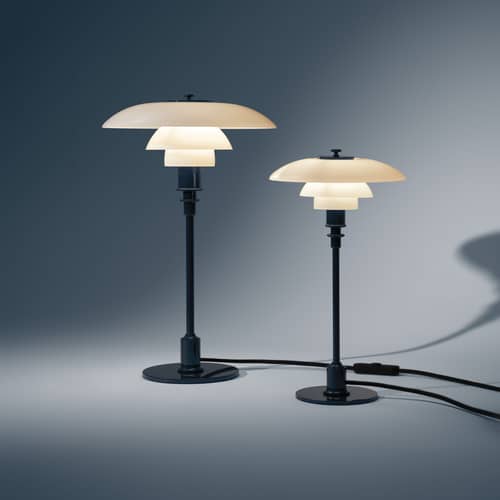 Lampe de table PH 3/2 bleu / Réédition 1926 - Louis Poulsen - Bleu brillant / Blanc - Aluminium laqué, Verre soufflé bouche