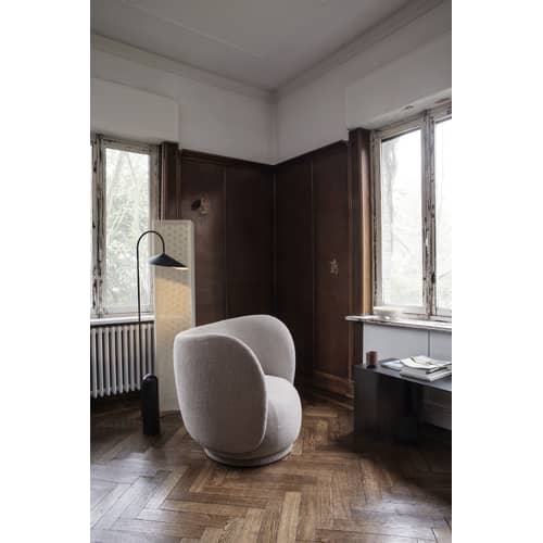 Lampadaire Arum métal marbre noir / marbre - Orientable - Ferm Living - Noir / Marbre noir - Acier laqué époxy, Marbre