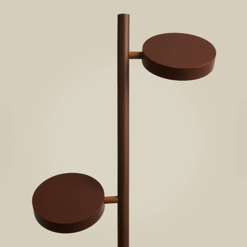 Lampada a stelo Okinawa LED legno marrone / 2 diffusori regolabili - GOOD&MOJO - Marrone - Frassino